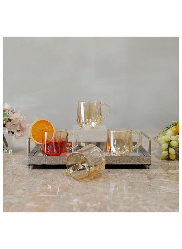 

Danube Home 4-Piece 340ml Mysteva Glass Mugs Set, Brown
