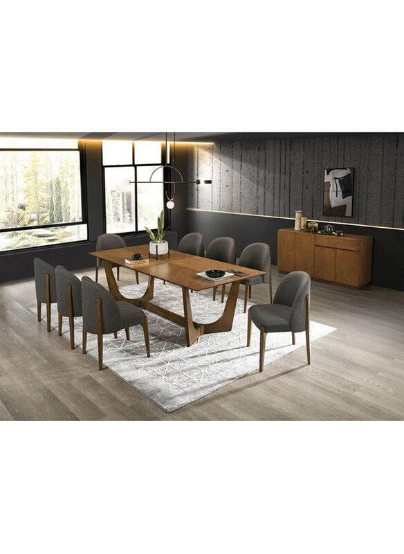

Danube Home Cayden 1+8 Rectangular Dining Set with 8 Dining Chairs, Walnut