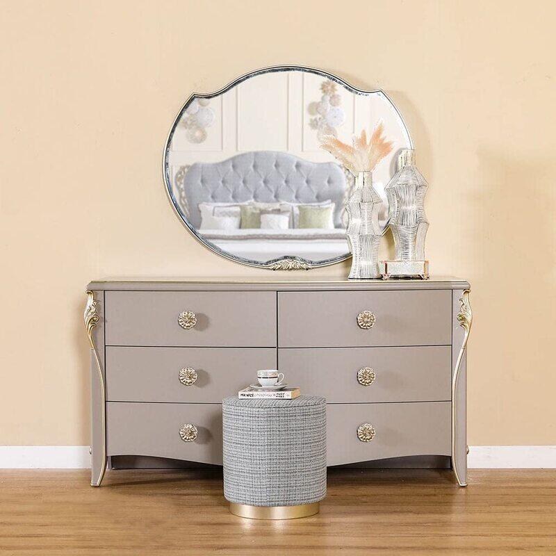 

Danube Home Vianna Dresser with Mirror and Stool, Grey/Gold