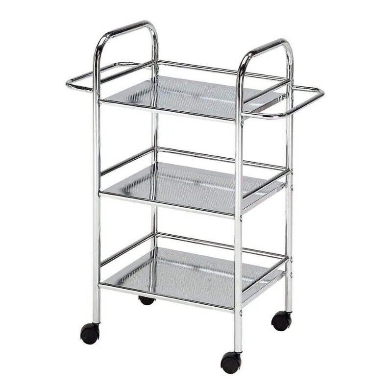 

Danube Home Maverick 3 Tier Serving Trolley, Silver Chrome
