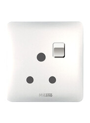 Milano 15A 3 Round Pin Switched Socket, White