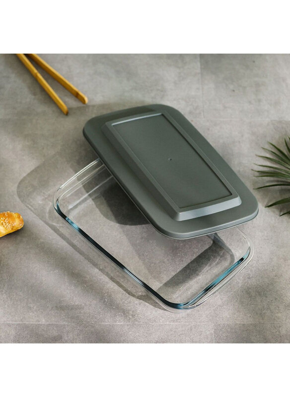 

Danube Home 2200ml Rectangular Borosilicate Glass Baking Dish, Clear/Grey