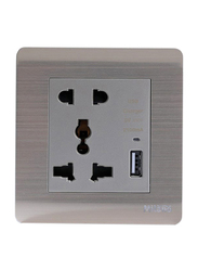 Danube Home Milano 16A Universal Socket 2Pin & 3Pin with 2.1A USB Charger, Gold