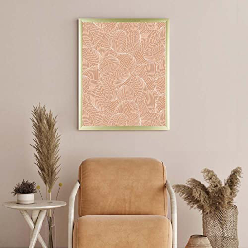 Danube Home Gallery Outline Of Pink Background Flower Framed Art, Gold