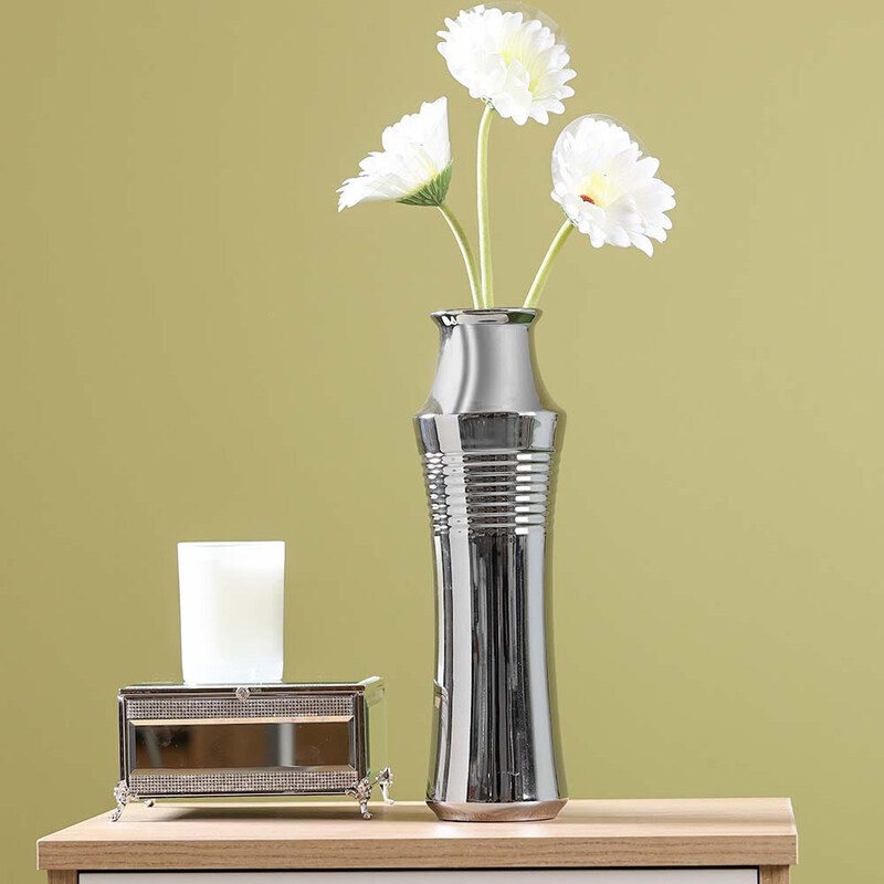 

Danube Home Cellena Stripe Vase, Silver