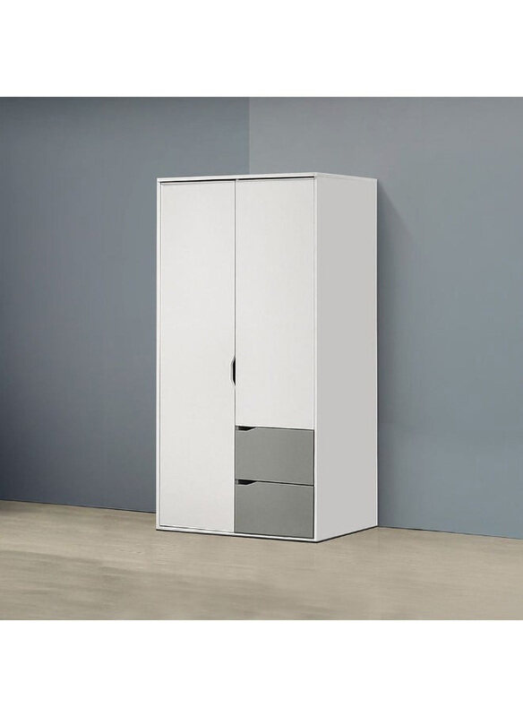 

Danube Home Genius 2 Door & 2 Drawer Swing Door Cabinet Wardrobe, White+Grey