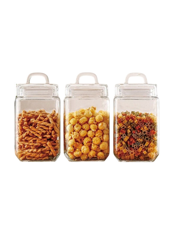 

Danube Home 3-Piece Cambria Storage Jar, Clear