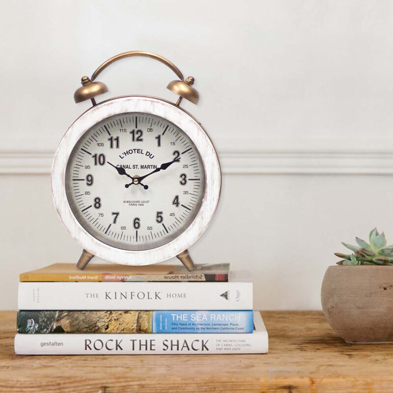 

Danube Home Stolpa Grand Hotel Table Clock, White