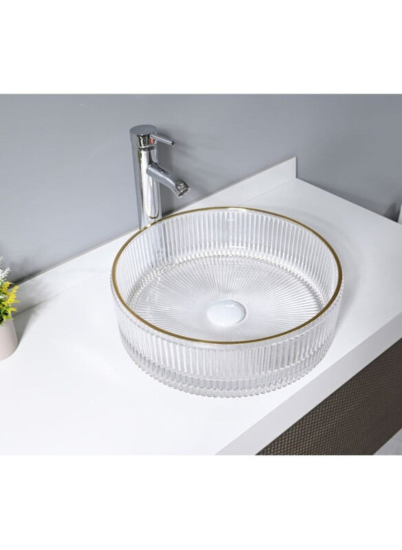 

Danube Home Amber Crystal Above Counter Basin, Clear