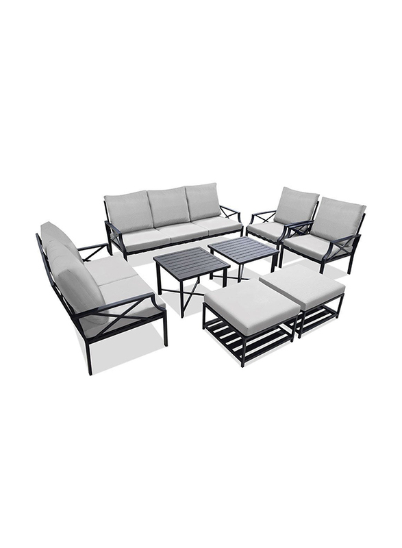 Danube Home Torino 7-Seater Outdoor Sofa Set, 8 Pieces, Grey