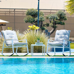 Danube Home Austin 2-Seater Balcony Set with Table, 3 Pieces, Grey