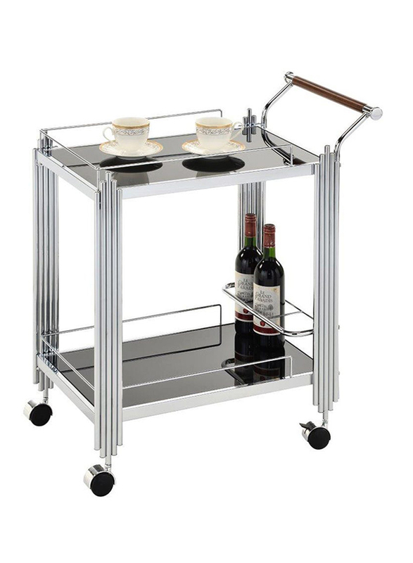 Danube Home 2-Tier Naill Kitchen Dining Serving Trolley, Silver