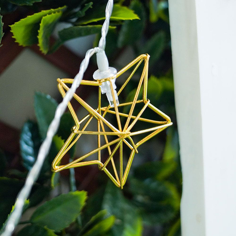 Danube Home 4.7-Meter Star Ornament String Lights, Gold