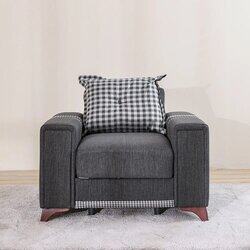 Danube Home Kristel Print Fabric Sofa, Single Seater, Dark Grey