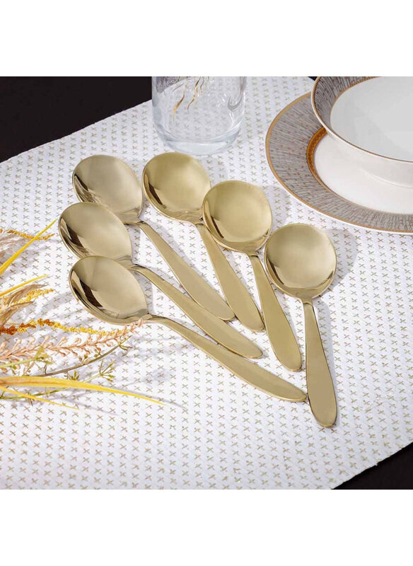 

Danube Home Pvd Lotus 6-Piece Soup Spoon, Gold