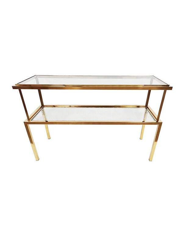 

Danube Home Geneva Console Multifunctional Living Room Table, Gold/Glass