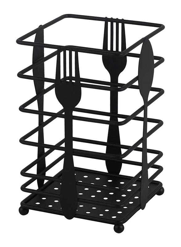 Danube Home Atticus Iron Matte Cutlery Holder, Black