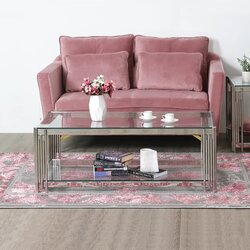 Danube Home Naill Coffee Table, Stainless Steel Silver