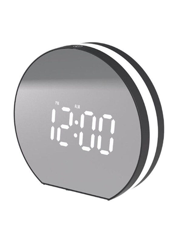 

Danube Home Sazwa Round LED Mirror Clock with Thermometer & Alarm, 13 x 12 x 3.4cm, Black