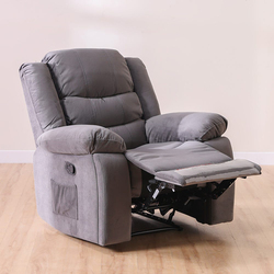 Danube Home Mina 1 Seater Manual Fabric Recliner With Cupholder & Pockets, Dark Grey