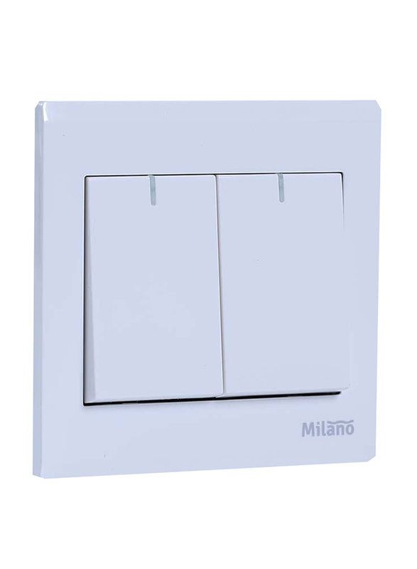 Danube Home Milano 16A 2 Gang 1 Way Switch, White