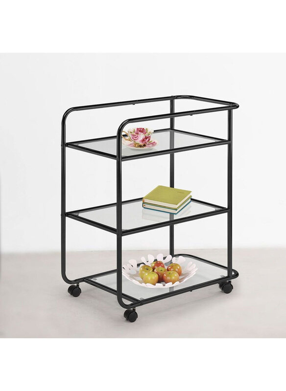 

Danube Home Cosimo 3 Tier Serving Trolley, Black/Clear