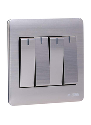 Danube Home Metal Plate Brushed Milano 10A 4 Gang 1 Way Switch, Gold