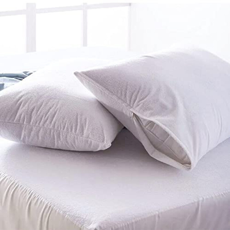

Danube Home 2-Piece Terry Pillow Protector Pillow, White