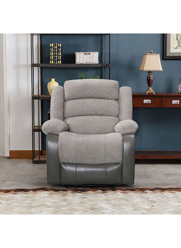 

Danube Home Greensboro 1-Seater Fabric Manual Motion Recliner Chair, Dark Grey