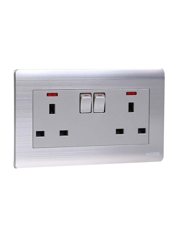 Danube Home Milano 13A 2 Gang Socket with Neon Gd, Gold