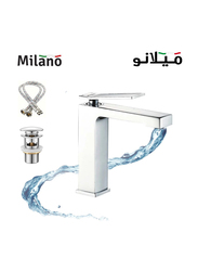 Danube Home Milano Terni Brass Basin Mixer with Pop Up Waste with Single Handle Basin Mixer, Bath Faucet & Sink Faucet, Chrome
