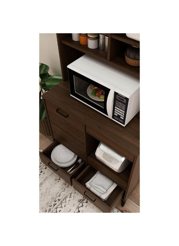 

Danube Home Dakar Multipurpose Cabinet With Hutch, Brown/ Walnut