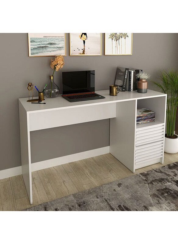 

Danube Home Easton Study Desk with 2 Drawer Computer Table, White