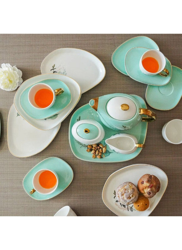 

Danube Home 24-Piece Majestic Porcelain Tea Set, Green