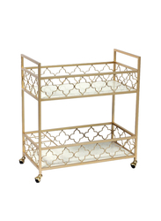 Danube Home 2-Tier Esperanza Kitchen Dining Serving Trolley, Gold