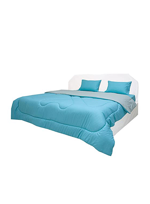 Danube Home 4-Piece Urbane Reversible Comforter Set, King, Blue
