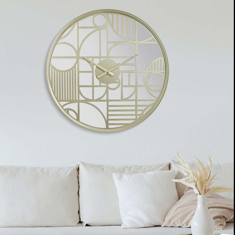 Danube Home Stolpa Modern Design Round Analog Gematrical Wall Clock, Gold