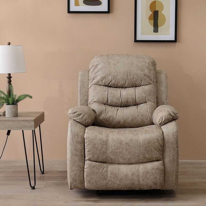 Adric Airleather Manual Recliner Chair, Brown