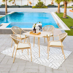Danube Home Aliza Outdoor 4-Seater Dining Set, 5-Piece, Beige