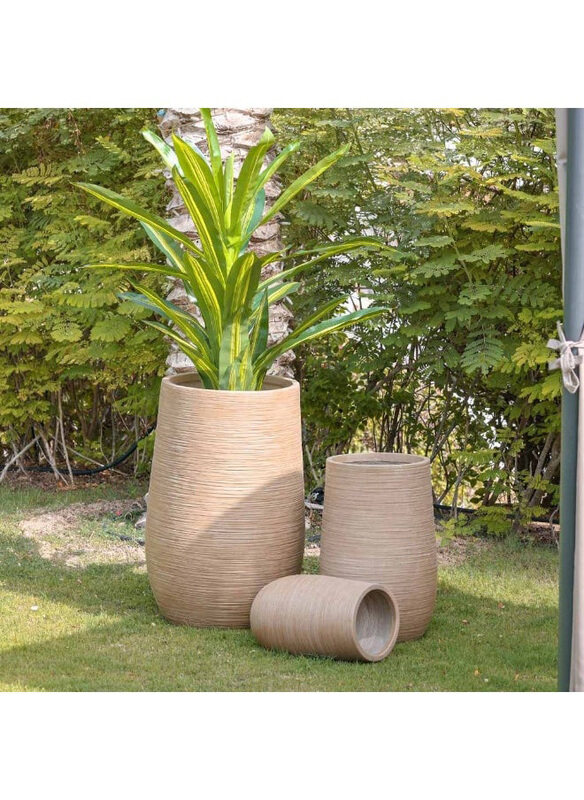 

Danube Home Fiber Clay Pots with Rattan Design, Brown