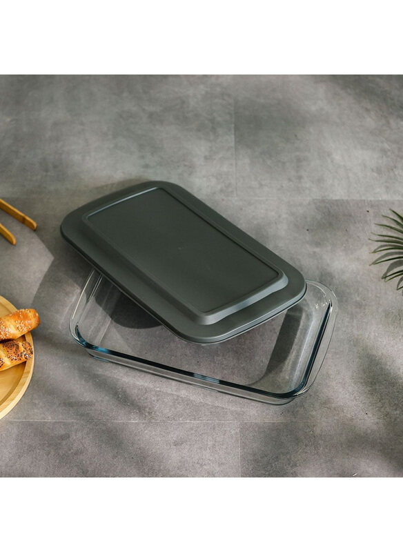 

Danube Home 3000ml Rectangular Borosilicate Glass Baking Dish, Clear/Grey