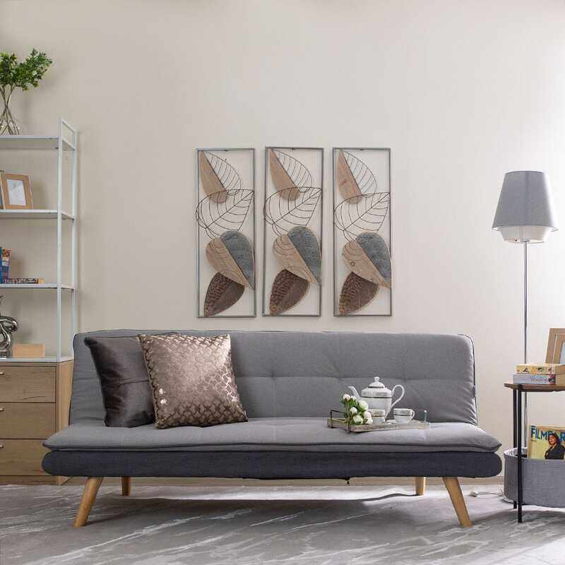 

Danube Home Beatrice Three Seater Fabric Sofabed, Light Grey/Dark Grey