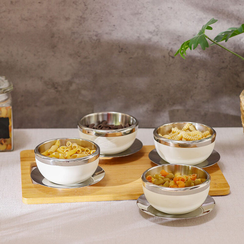 

Danube Home 12-Piece Celina Ivory Stainless Steel 201 Soup Bowls Set With Plate & Spoon, Ivory