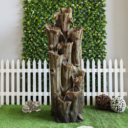 Danube Home Madeira Relaxing Natural Flowing Water Meditation Modern Design Zen Indoor & Outdoor Water Fountain Decor, 74 x 70cm, Light Brown