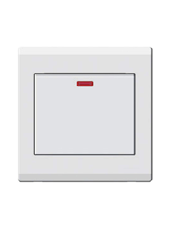 Danube Home Milano 45A Dp Switch With Neon Switch, Metallic Plate White
