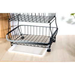 Danube Home Atticus 2 Tier Iron Storage Cart with Tray, Black