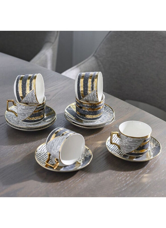 

Majestic Phoe 12-Piece 200ml New Bone China Tea Cup Set, White/Blue