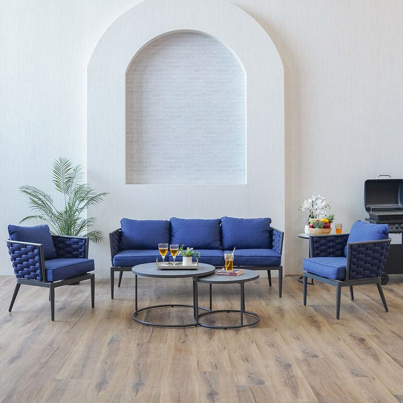 Danube Home Ferzona 5-Seater Outdoor Sofa Set, 4 Pieces, Blue