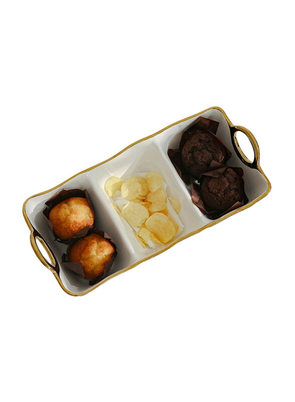 

Pristine 40.5cm Ceramic 3-Section Serving Platter, White