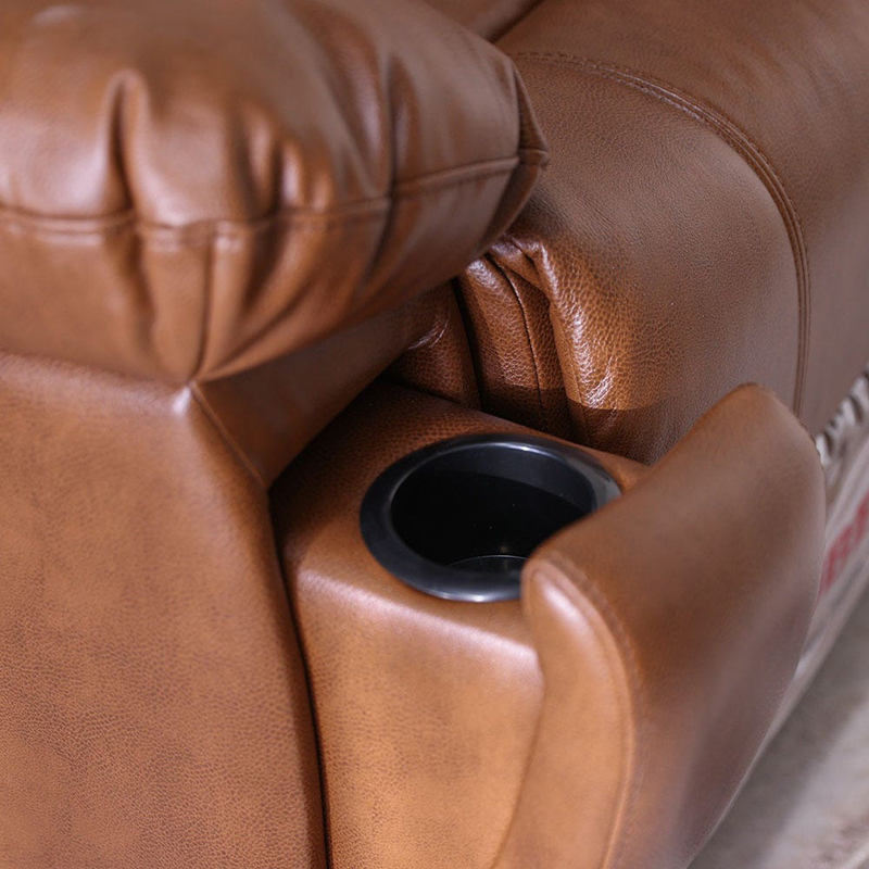 Danube Home Mina 1 Seater Manual Leather Recliner With Cupholder & Pocket, Brown